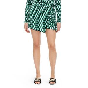 NWT! Women's Side Wrap Arrow Geo Green Mini Skort - DVF S target
